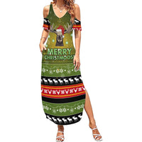 Merry ChristMoose Christmas Family Matching Summer Maxi Dress and Hawaiian Shirt Xmas Holiday Patterns - Wonder Print Shop