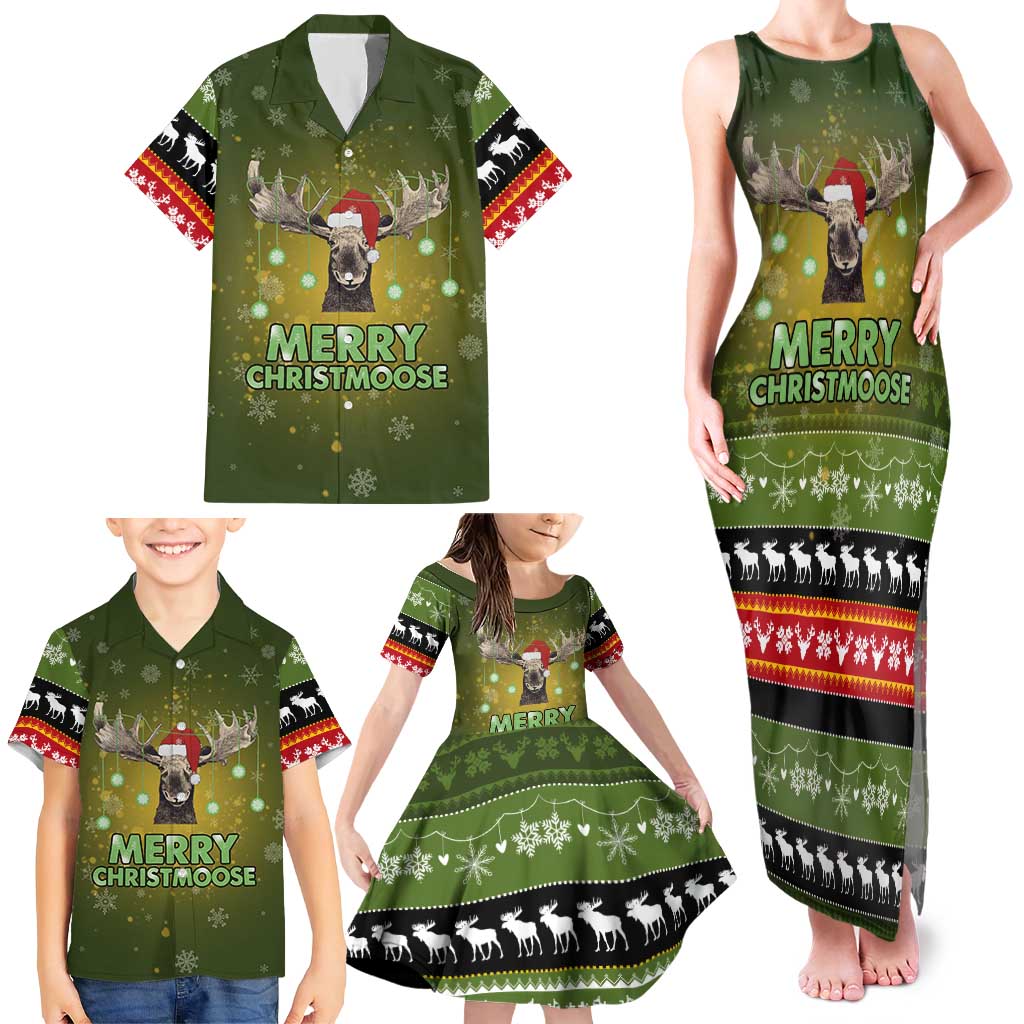 Merry ChristMoose Christmas Family Matching Tank Maxi Dress and Hawaiian Shirt Xmas Holiday Patterns - Wonder Print Shop