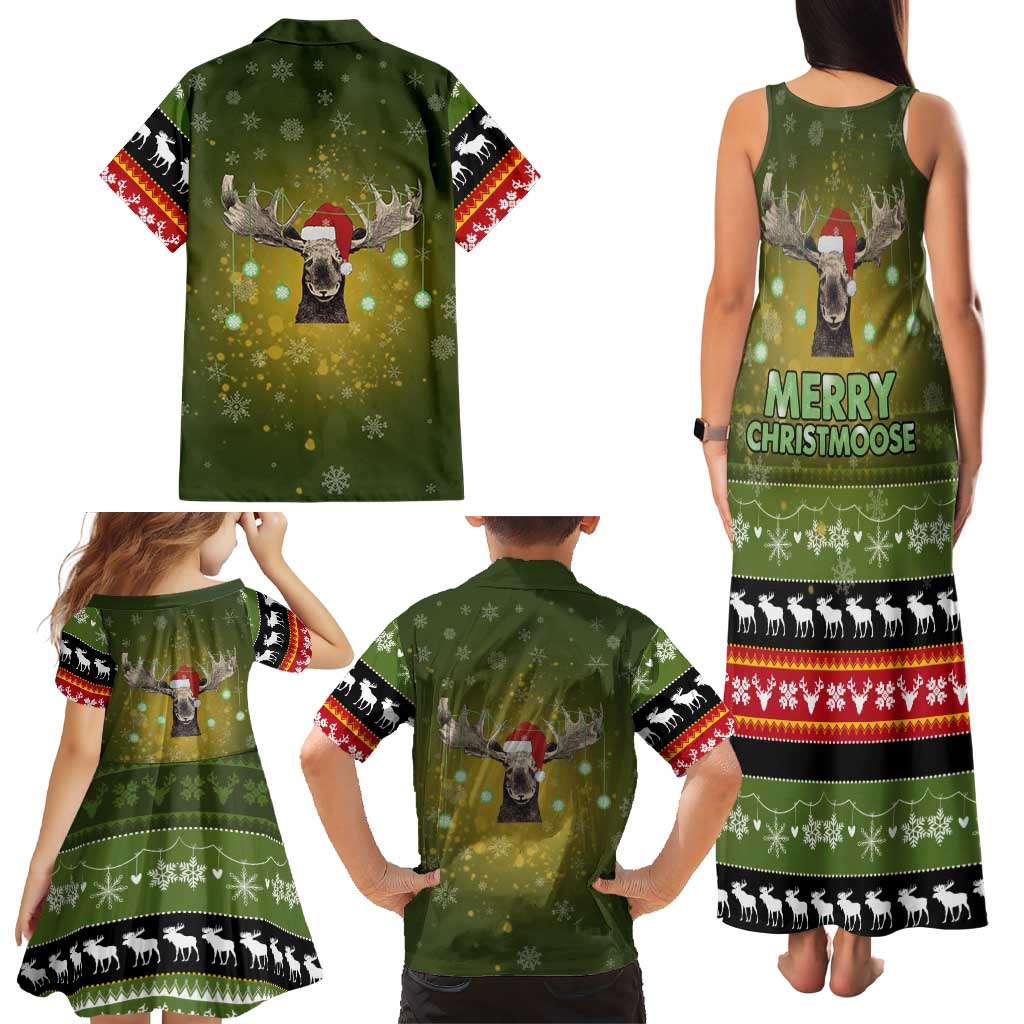 Merry ChristMoose Christmas Family Matching Tank Maxi Dress and Hawaiian Shirt Xmas Holiday Patterns - Wonder Print Shop