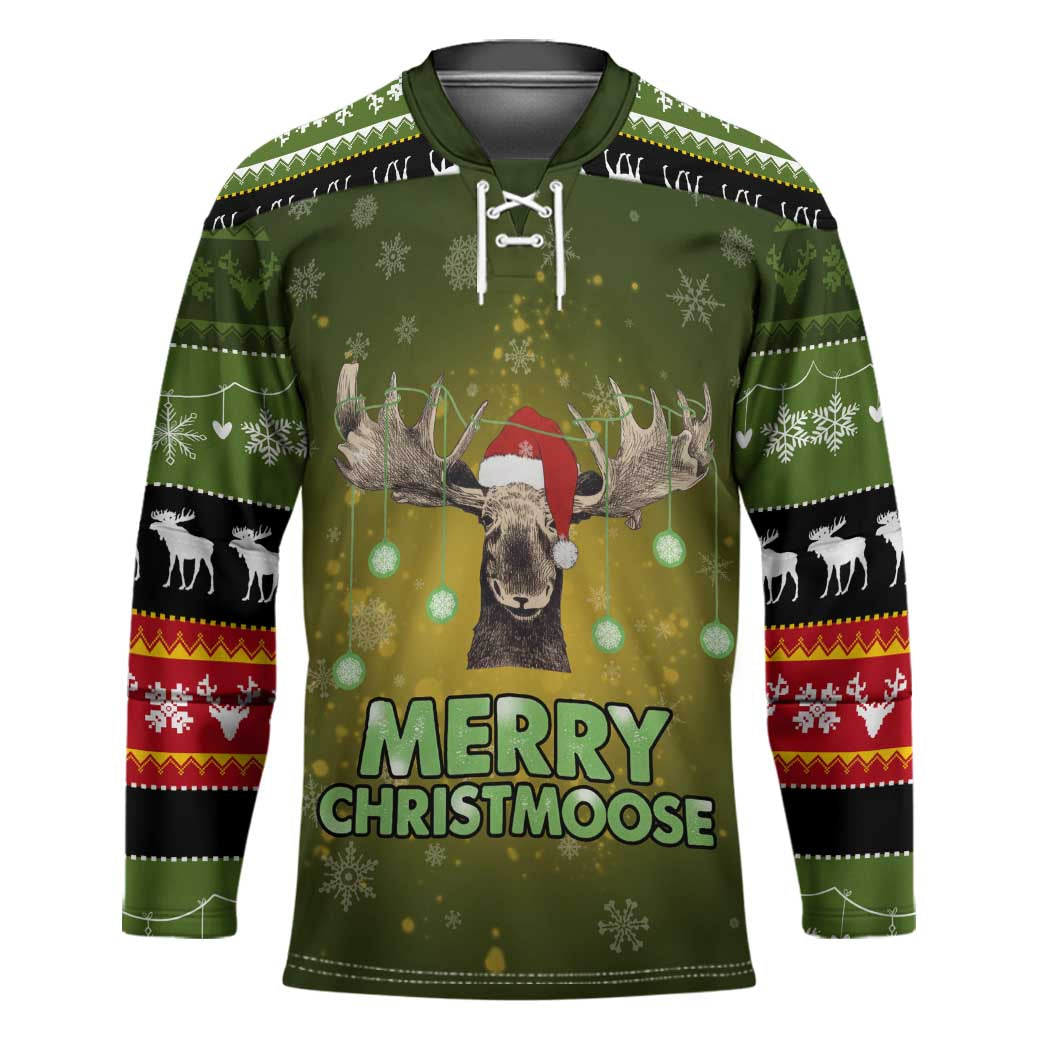 Merry ChristMoose Christmas Hockey Jersey Xmas Holiday Patterns - Wonder Print Shop
