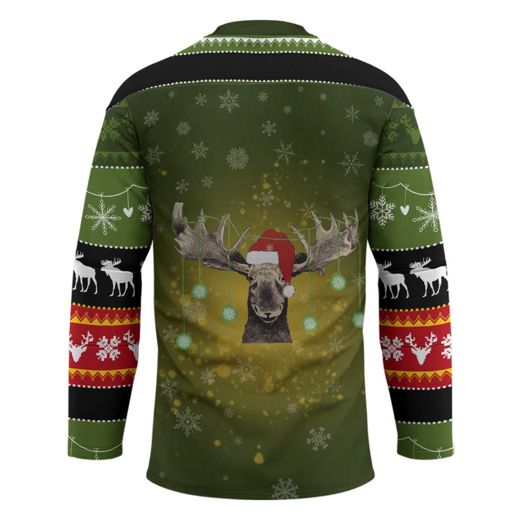 Merry ChristMoose Christmas Hockey Jersey Xmas Holiday Patterns - Wonder Print Shop