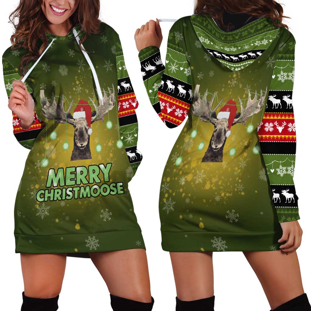 Merry ChristMoose Christmas Hoodie Dress Xmas Holiday Patterns - Wonder Print Shop