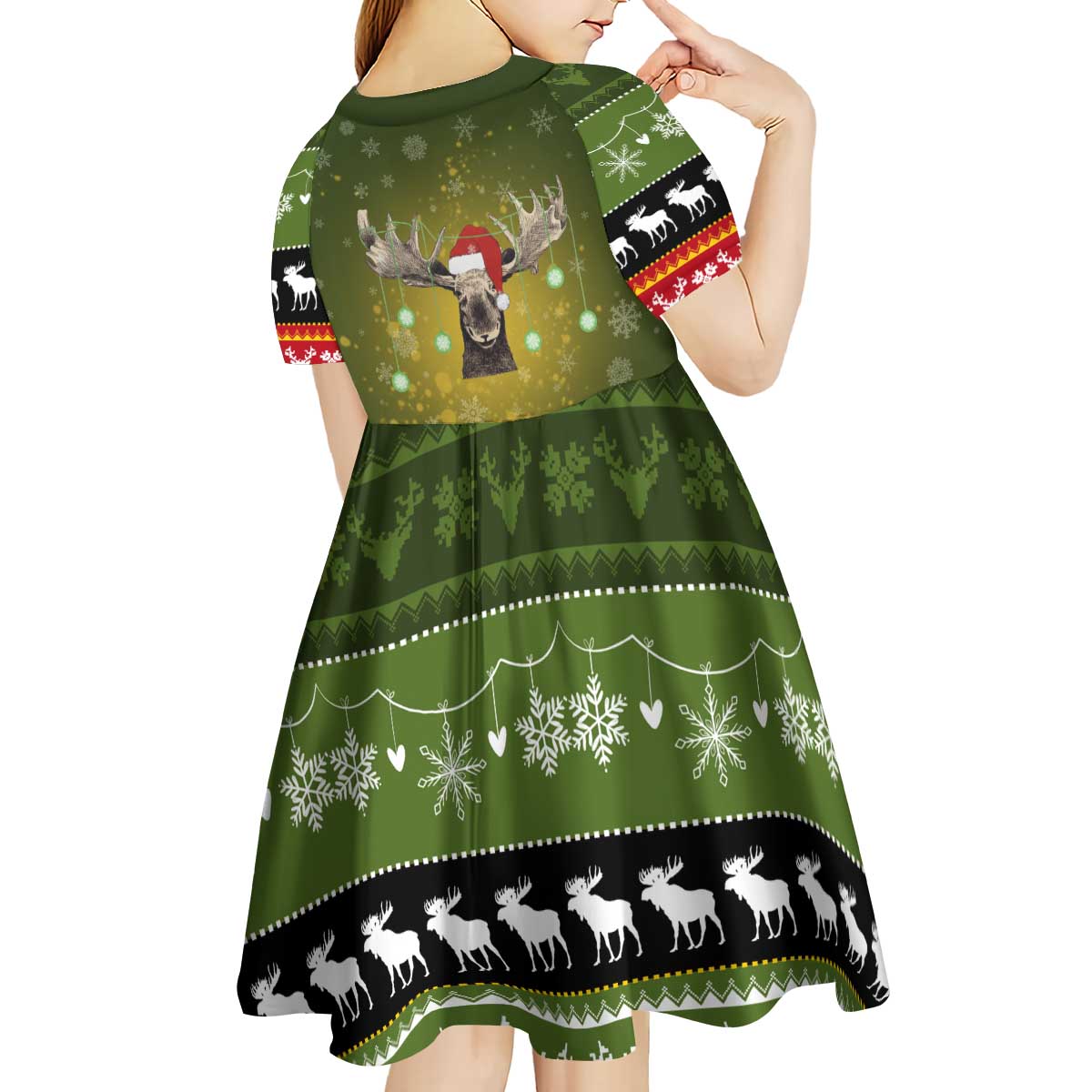 Merry ChristMoose Christmas Kid Short Sleeve Dress Xmas Holiday Patterns - Wonder Print Shop