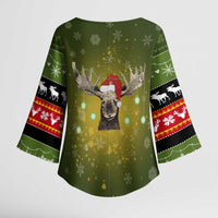 Merry ChristMoose Christmas Kimono Sleeve Blouse Xmas Holiday Patterns - Wonder Print Shop