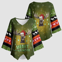 Merry ChristMoose Christmas Kimono Sleeve Blouse Xmas Holiday Patterns - Wonder Print Shop