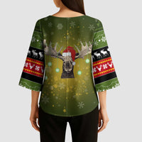 Merry ChristMoose Christmas Kimono Sleeve Blouse Xmas Holiday Patterns - Wonder Print Shop