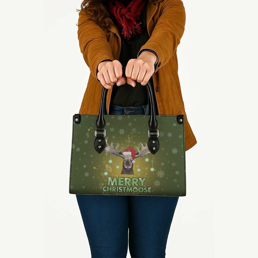 Merry ChristMoose Christmas Leather Bag Xmas Holiday Patterns - Wonder Print Shop