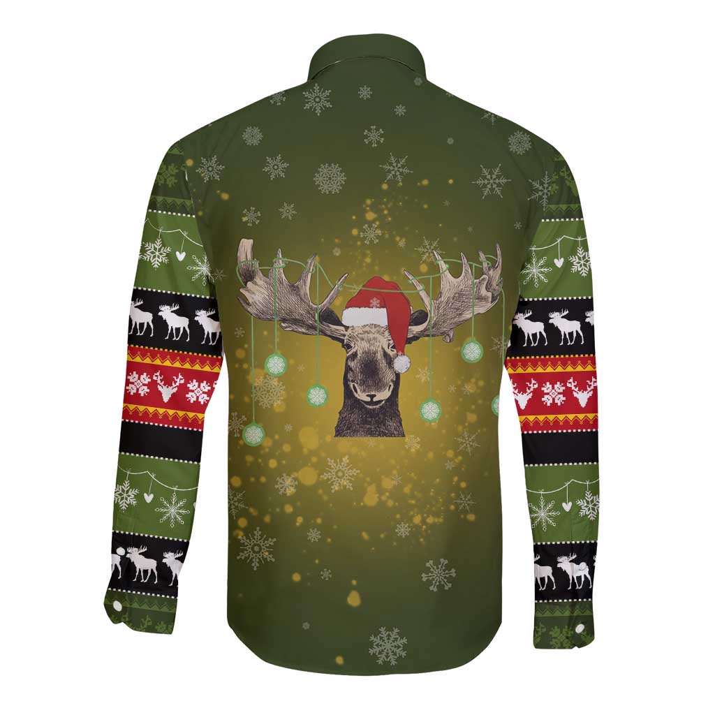 Merry ChristMoose Christmas Long Sleeve Button Shirt Xmas Holiday Patterns - Wonder Print Shop
