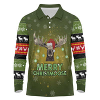 Merry ChristMoose Christmas Long Sleeve Polo Shirt Xmas Holiday Patterns - Wonder Print Shop