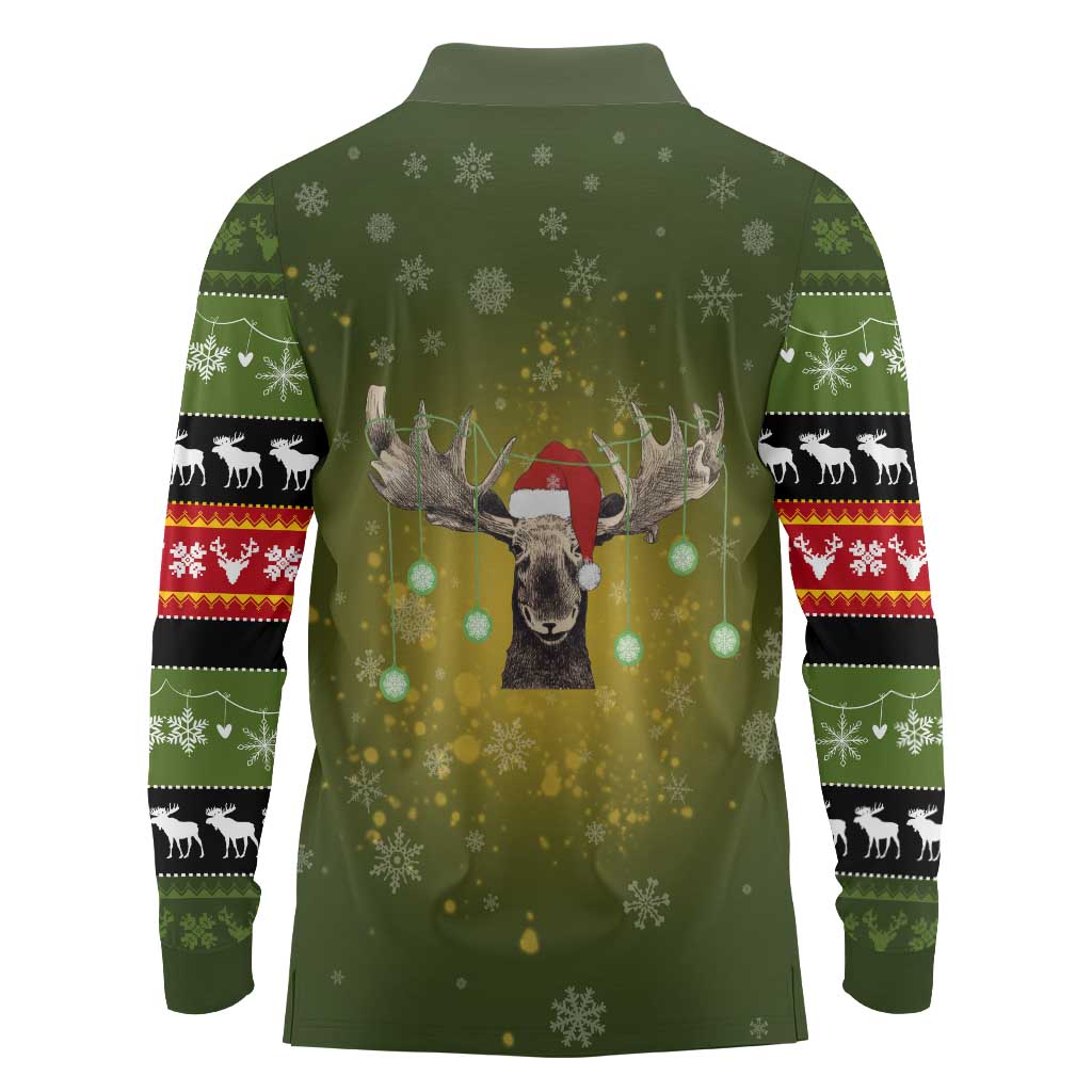 Merry ChristMoose Christmas Long Sleeve Polo Shirt Xmas Holiday Patterns - Wonder Print Shop