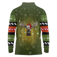 Merry ChristMoose Christmas Long Sleeve Polo Shirt Xmas Holiday Patterns - Wonder Print Shop