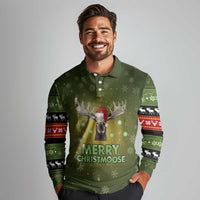 Merry ChristMoose Christmas Long Sleeve Polo Shirt Xmas Holiday Patterns - Wonder Print Shop
