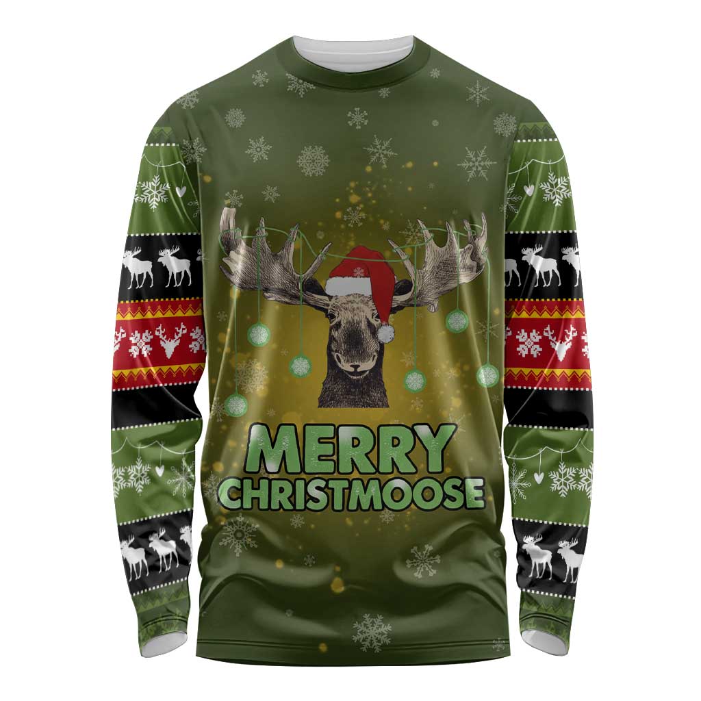 Merry ChristMoose Christmas Long Sleeve Shirt Xmas Holiday Patterns - Wonder Print Shop