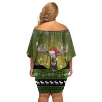 Merry ChristMoose Christmas Off Shoulder Short Dress Xmas Holiday Patterns - Wonder Print Shop