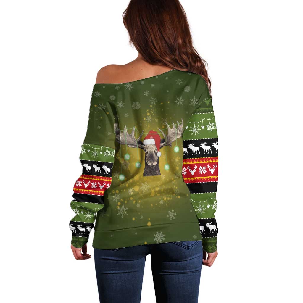 Merry ChristMoose Christmas Off Shoulder Sweater Xmas Holiday Patterns - Wonder Print Shop
