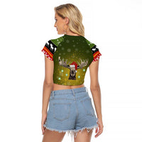 Merry ChristMoose Christmas Raglan Cropped T Shirt Xmas Holiday Patterns - Wonder Print Shop