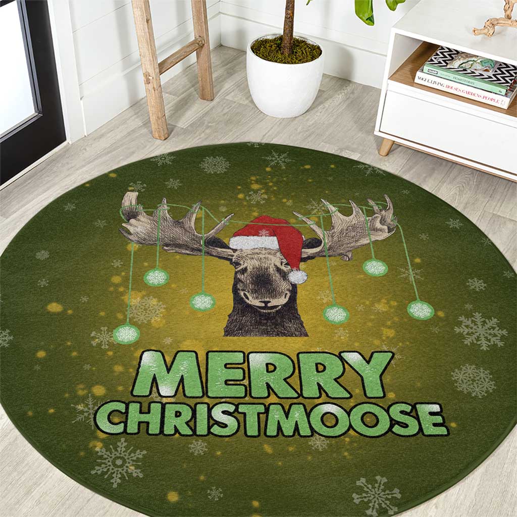 Merry ChristMoose Christmas Round Carpet Xmas Holiday Patterns - Wonder Print Shop