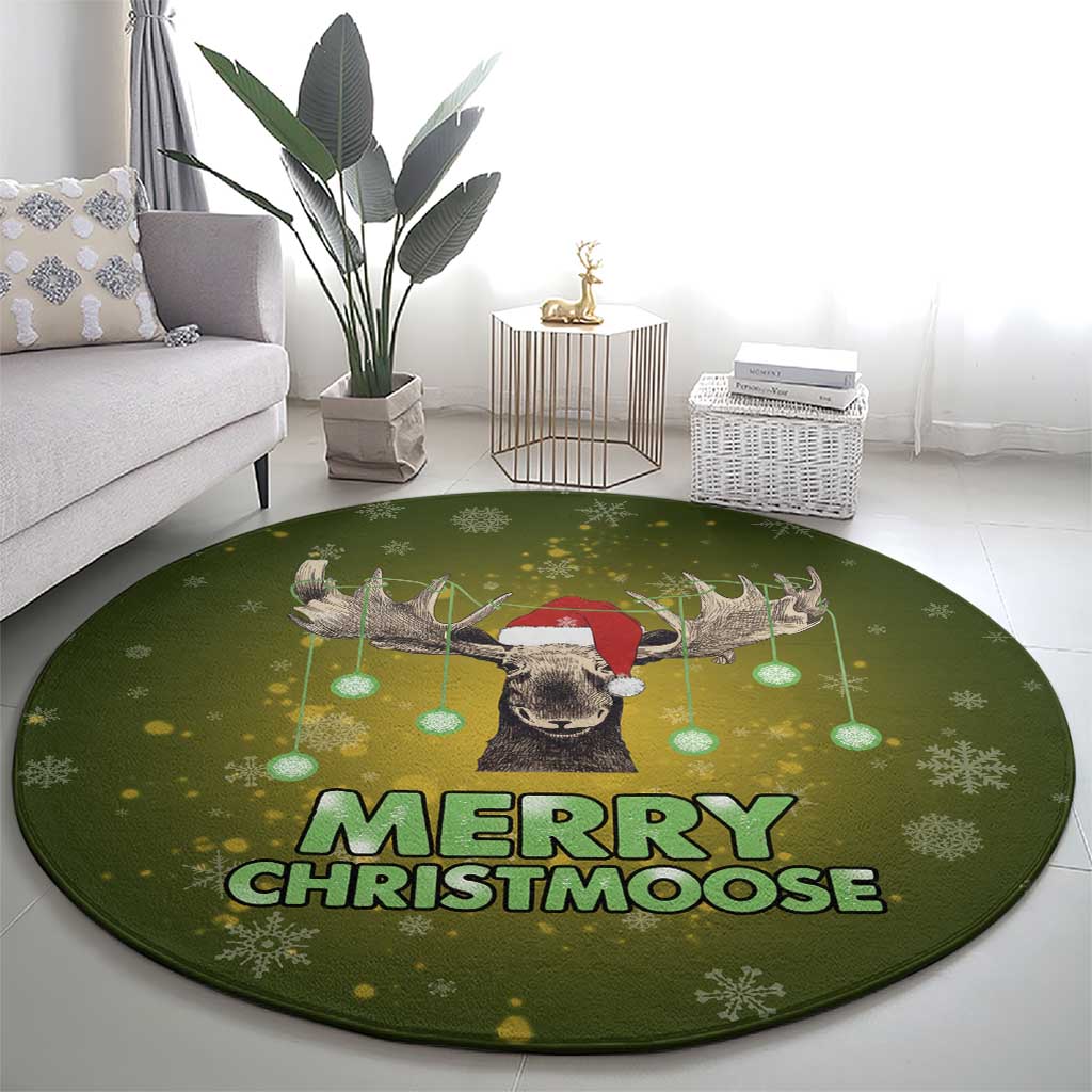 Merry ChristMoose Christmas Round Carpet Xmas Holiday Patterns - Wonder Print Shop