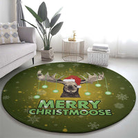 Merry ChristMoose Christmas Round Carpet Xmas Holiday Patterns - Wonder Print Shop