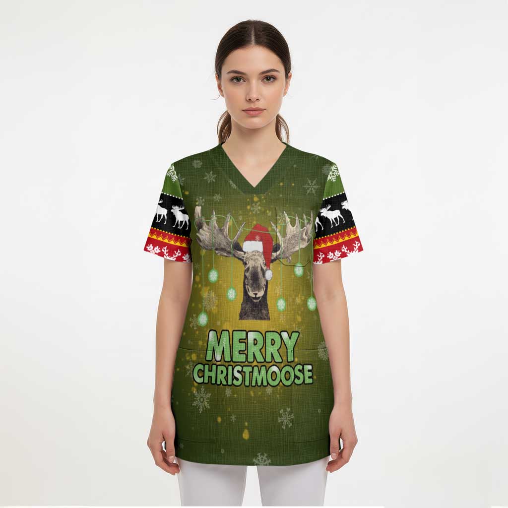 Merry ChristMoose Christmas Scrub Top Xmas Holiday Patterns - Wonder Print Shop