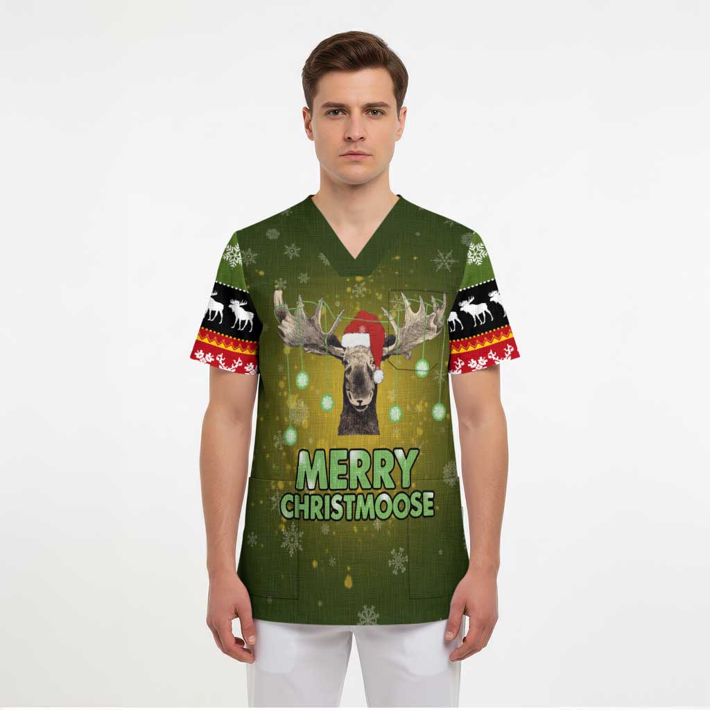 Merry ChristMoose Christmas Scrub Top Xmas Holiday Patterns - Wonder Print Shop