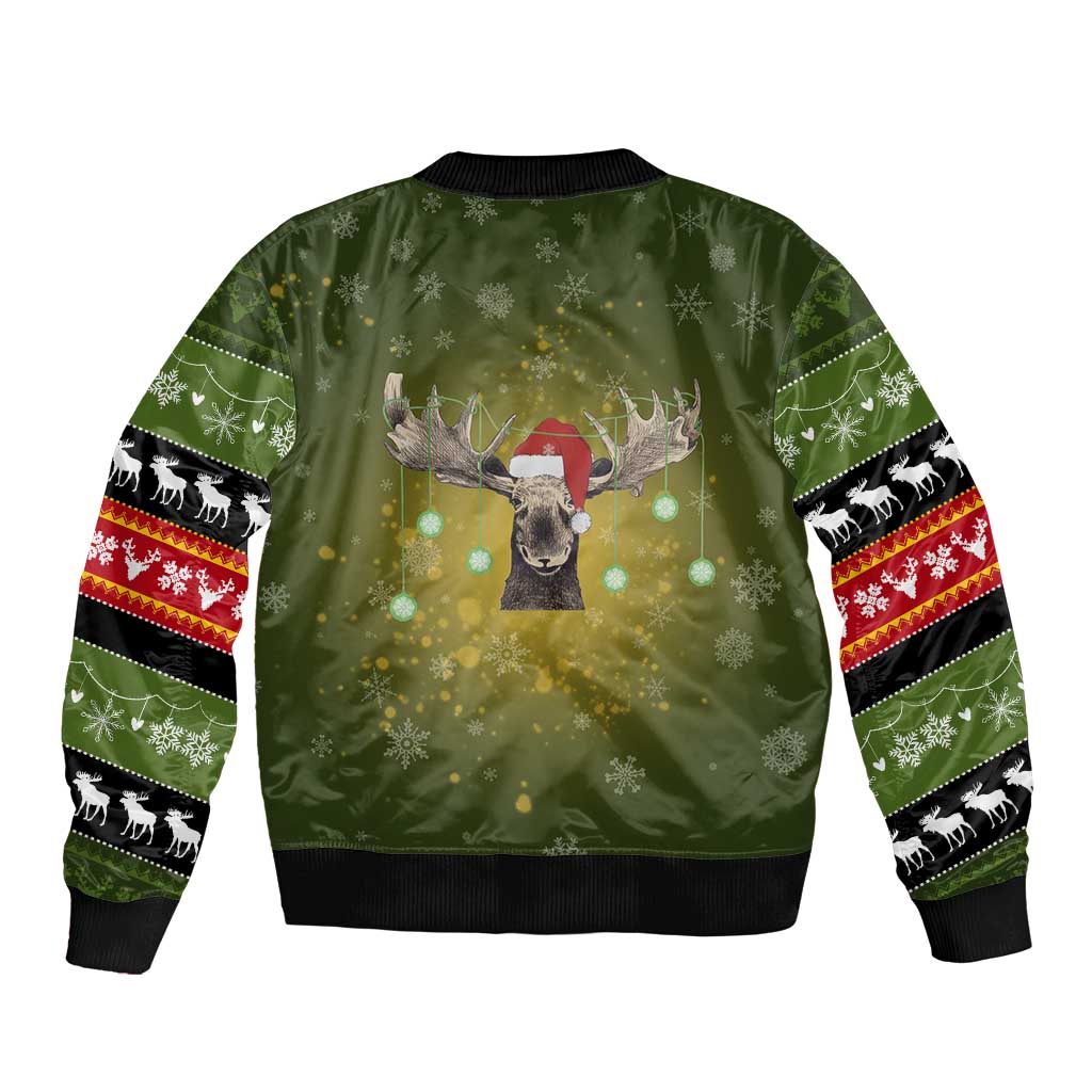 Merry ChristMoose Christmas Sleeve Zip Bomber Jacket Xmas Holiday Patterns - Wonder Print Shop