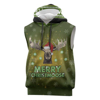 Merry ChristMoose Christmas Sleeveless Hoodie Xmas Holiday Patterns - Wonder Print Shop