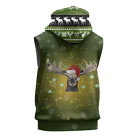 Merry ChristMoose Christmas Sleeveless Hoodie Xmas Holiday Patterns - Wonder Print Shop