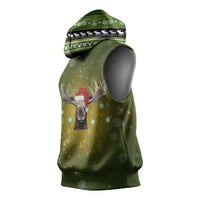 Merry ChristMoose Christmas Sleeveless Hoodie Xmas Holiday Patterns - Wonder Print Shop