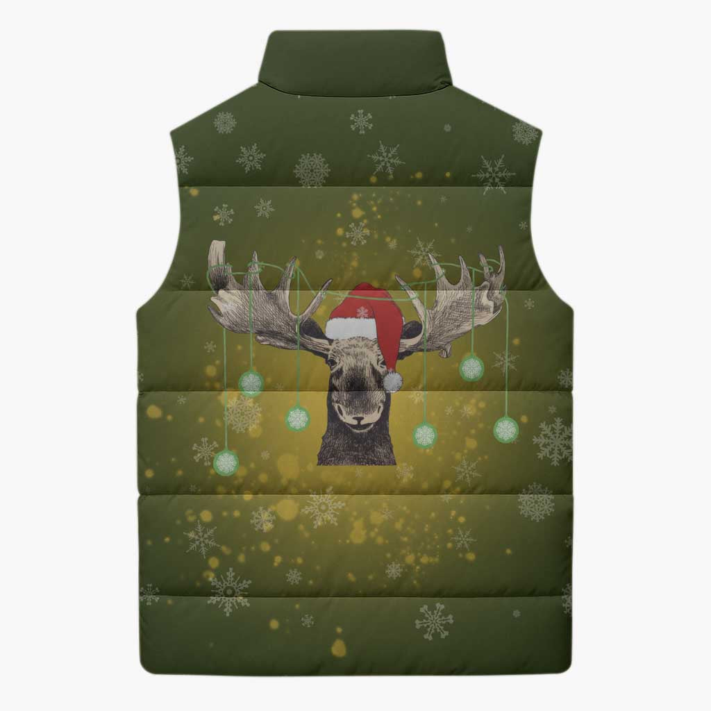 Merry ChristMoose Christmas Sleeveless Puffer Jacket Xmas Holiday Patterns - Wonder Print Shop