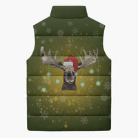 Merry ChristMoose Christmas Sleeveless Puffer Jacket Xmas Holiday Patterns - Wonder Print Shop