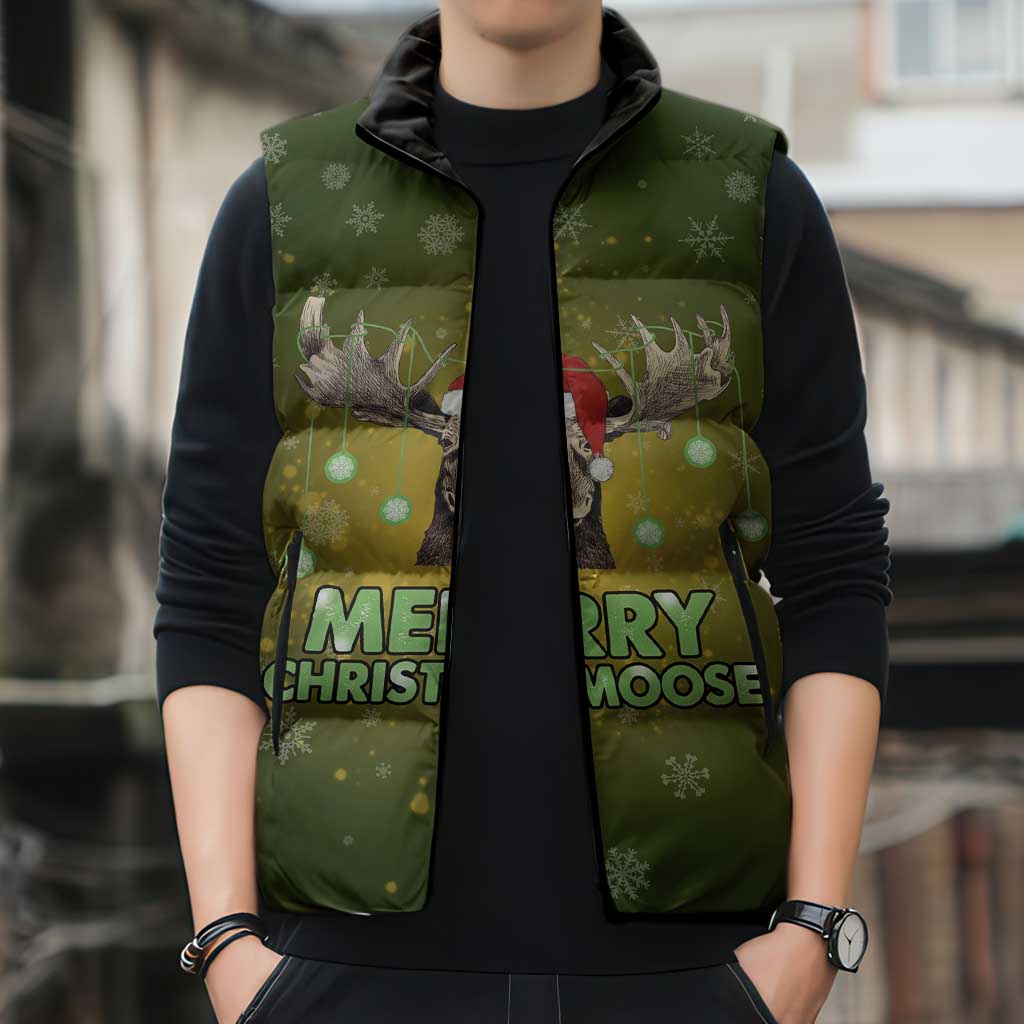 Merry ChristMoose Christmas Sleeveless Puffer Jacket Xmas Holiday Patterns - Wonder Print Shop