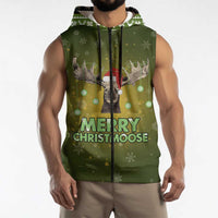 Merry ChristMoose Christmas Sleeveless Zip Hoodie Xmas Holiday Patterns - Wonder Print Shop