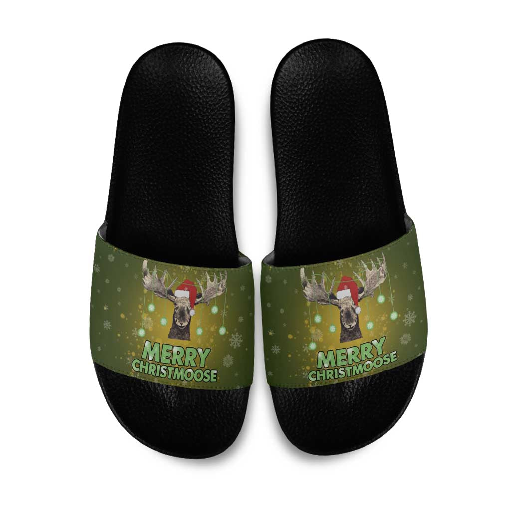 Merry ChristMoose Christmas Slide Sandals Xmas Holiday Patterns - Wonder Print Shop
