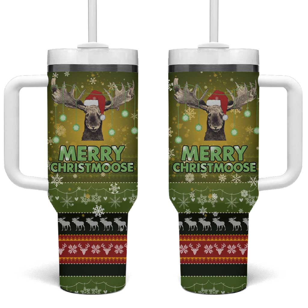 Merry ChristMoose Christmas Tumbler With Handle Xmas Holiday Patterns - Wonder Print Shop