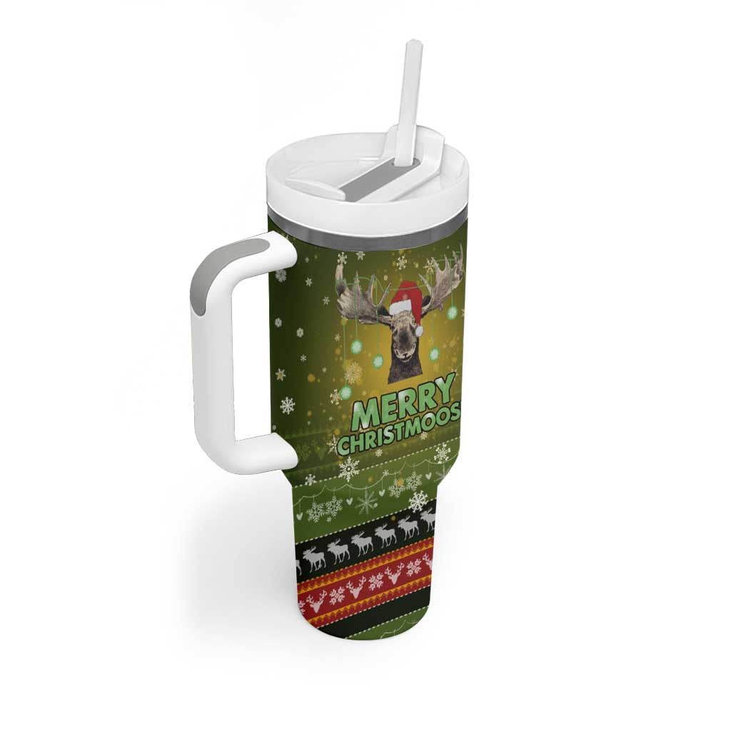 Merry ChristMoose Christmas Tumbler With Handle Xmas Holiday Patterns - Wonder Print Shop
