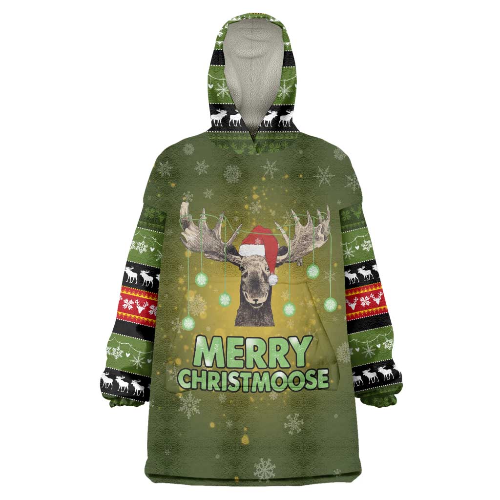 Merry ChristMoose Christmas Wearable Blanket Hoodie Xmas Holiday Patterns - Wonder Print Shop