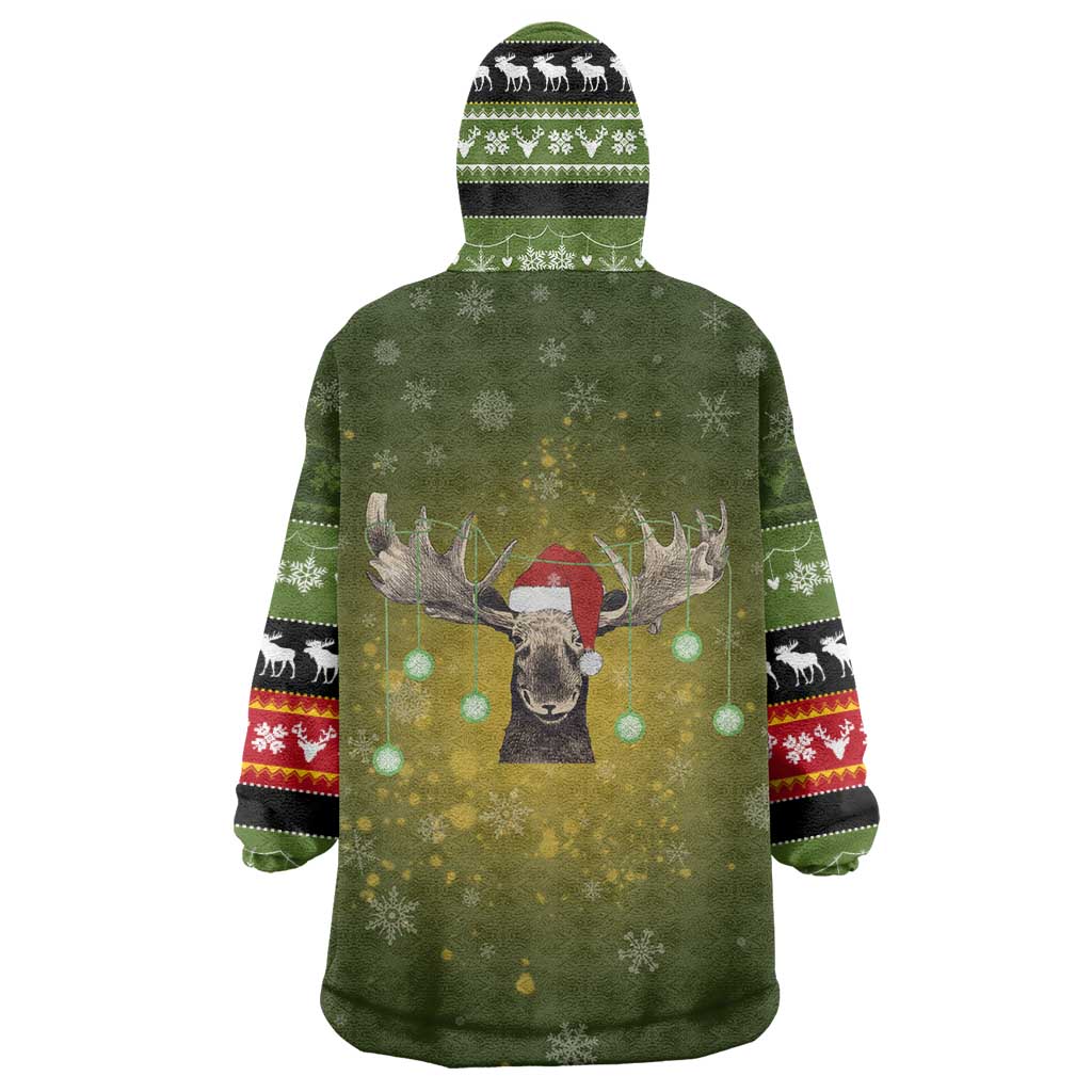 Merry ChristMoose Christmas Wearable Blanket Hoodie Xmas Holiday Patterns - Wonder Print Shop