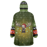 Merry ChristMoose Christmas Wearable Blanket Hoodie Xmas Holiday Patterns - Wonder Print Shop