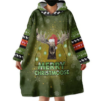 Merry ChristMoose Christmas Wearable Blanket Hoodie Xmas Holiday Patterns - Wonder Print Shop