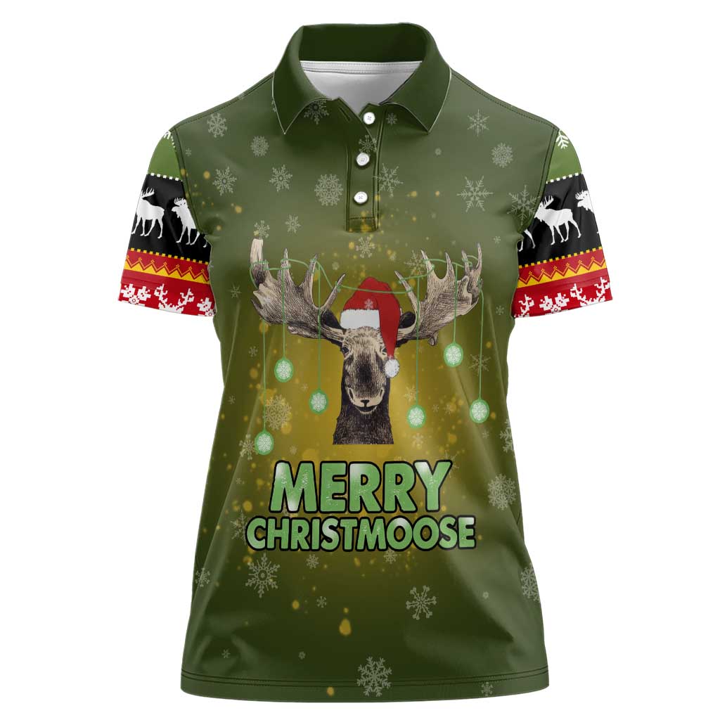 Merry ChristMoose Christmas Women Polo Shirt Xmas Holiday Patterns - Wonder Print Shop