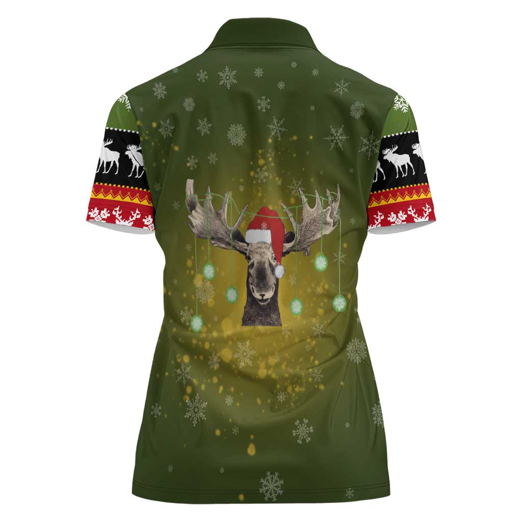 Merry ChristMoose Christmas Women Polo Shirt Xmas Holiday Patterns - Wonder Print Shop