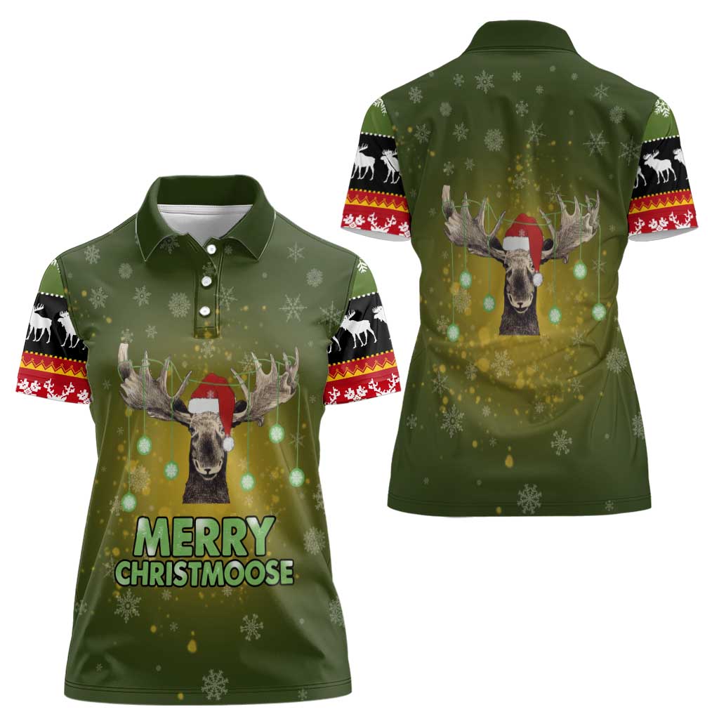 Merry ChristMoose Christmas Women Polo Shirt Xmas Holiday Patterns - Wonder Print Shop