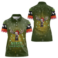 Merry ChristMoose Christmas Women Polo Shirt Xmas Holiday Patterns - Wonder Print Shop