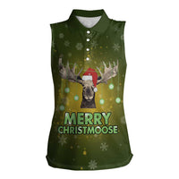 Merry ChristMoose Christmas Women Sleeveless Polo Shirt Xmas Holiday Patterns - Wonder Print Shop