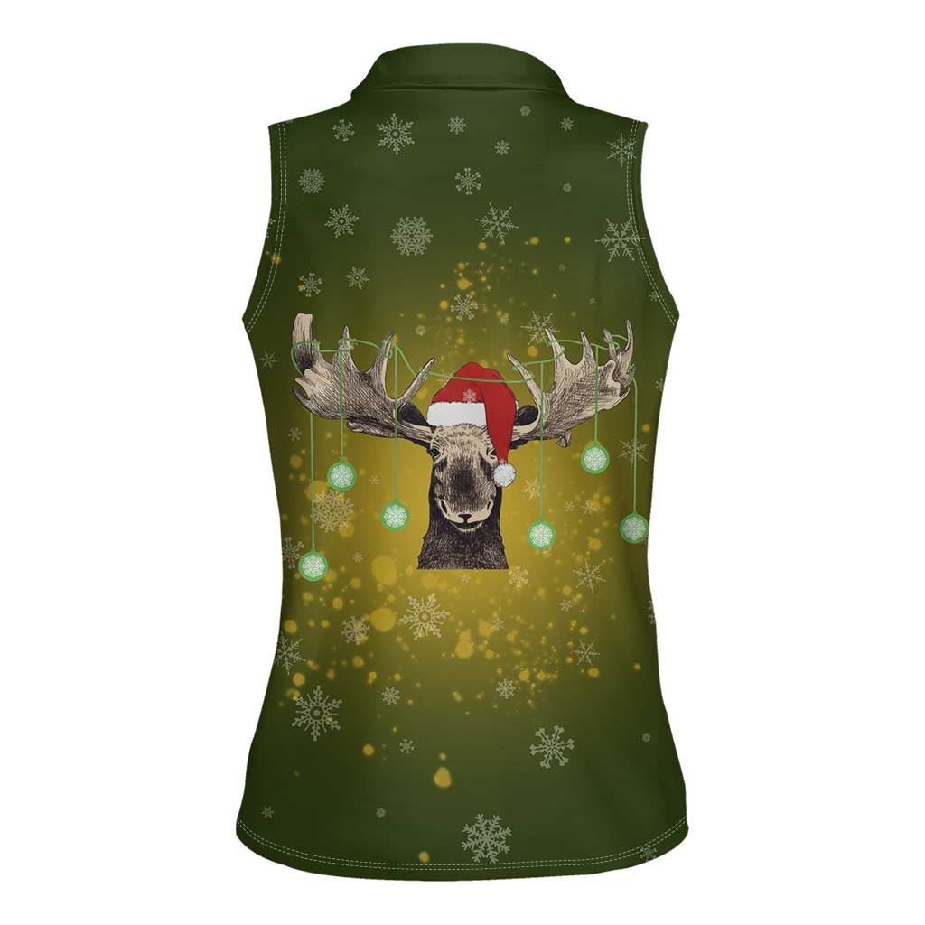 Merry ChristMoose Christmas Women Sleeveless Polo Shirt Xmas Holiday Patterns - Wonder Print Shop