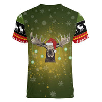 Merry ChristMoose Christmas Women V-Neck T-Shirt Xmas Holiday Patterns - Wonder Print Shop