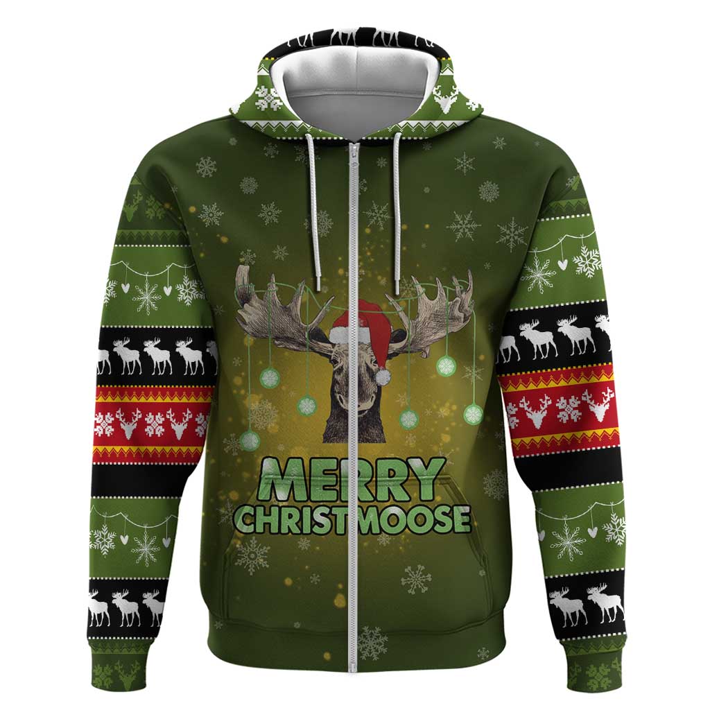 Merry ChristMoose Christmas Zip Hoodie Xmas Holiday Patterns - Wonder Print Shop