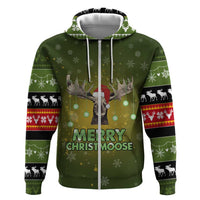 Merry ChristMoose Christmas Zip Hoodie Xmas Holiday Patterns - Wonder Print Shop