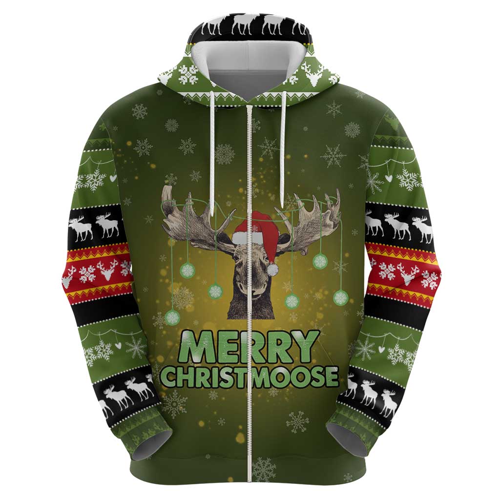 Merry ChristMoose Christmas Zip Hoodie Xmas Holiday Patterns - Wonder Print Shop